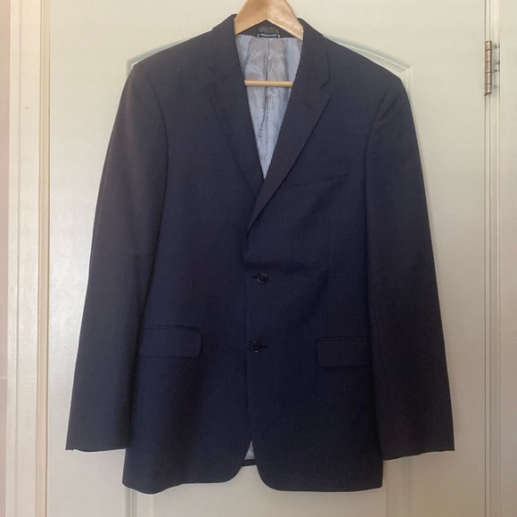Blue Blazer Sport Coat 100% Worsted Wool Like New Size 38 R